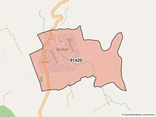 Mapa del código postal 91420, Acatlán, Veracruz de Ignacio de la Llave