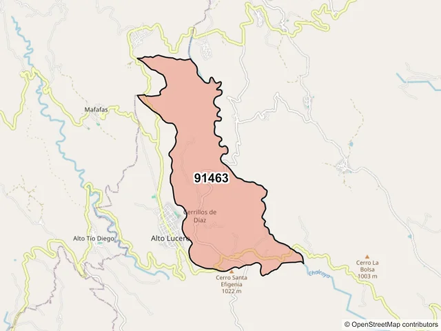 Mapa del código postal 91463, Alto Lucero de Gutiérrez Barrios, Veracruz de Ignacio de la Llave