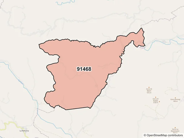 Mapa del código postal 91468, Alto Lucero de Gutiérrez Barrios, Veracruz de Ignacio de la Llave