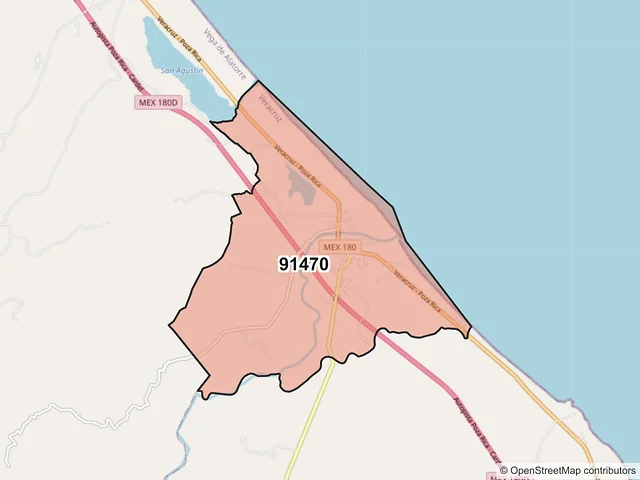 Mapa del código postal 91470, Alto Lucero de Gutiérrez Barrios, Veracruz de Ignacio de la Llave
