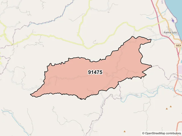 Mapa del código postal 91475, Alto Lucero de Gutiérrez Barrios, Veracruz de Ignacio de la Llave