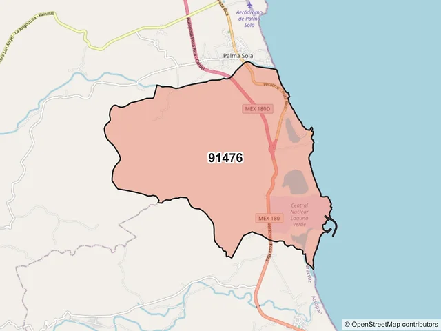 Mapa del código postal 91476, Alto Lucero de Gutiérrez Barrios, Veracruz de Ignacio de la Llave