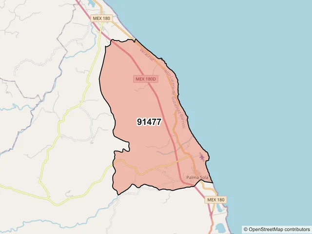 Mapa del código postal 91477, Alto Lucero de Gutiérrez Barrios, Veracruz de Ignacio de la Llave