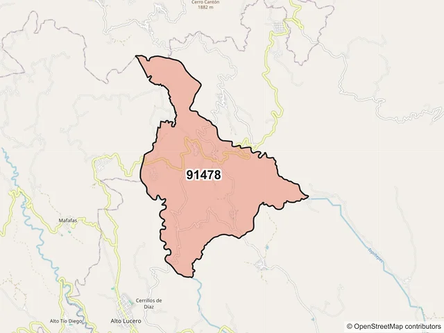 Mapa del código postal 91478, Alto Lucero de Gutiérrez Barrios, Veracruz de Ignacio de la Llave