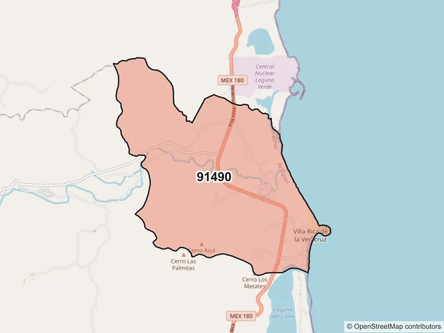 Mapa del código postal 91490, Actopan, Veracruz de Ignacio de la Llave