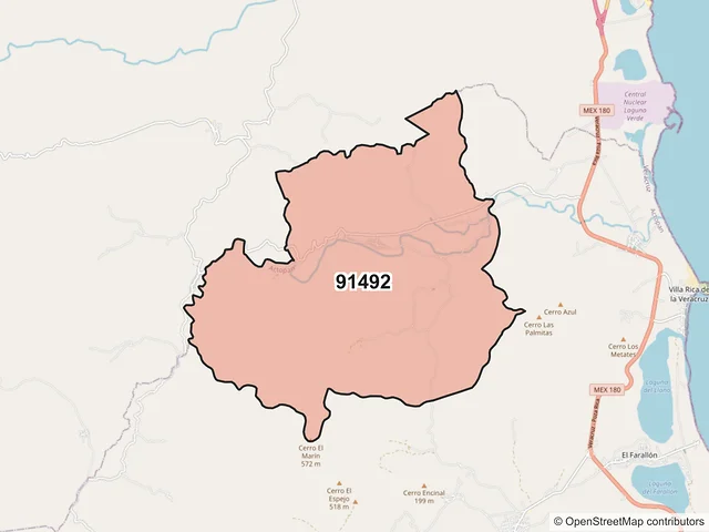 Mapa del código postal 91492, Actopan, Veracruz de Ignacio de la Llave