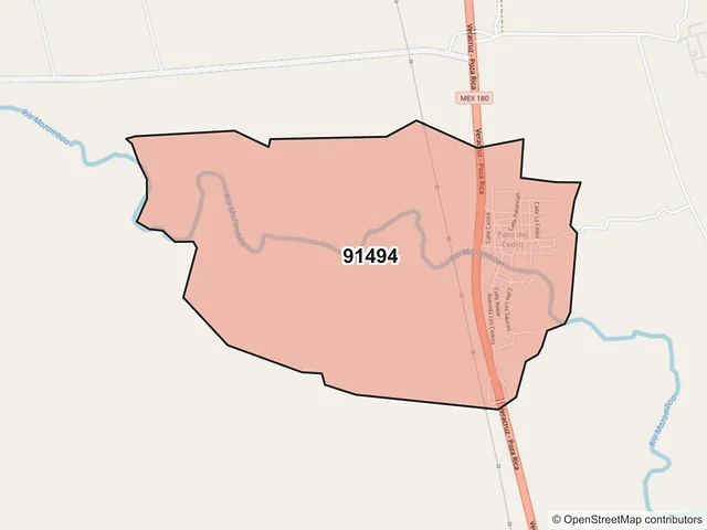 Mapa del código postal 91494, Actopan, Veracruz de Ignacio de la Llave