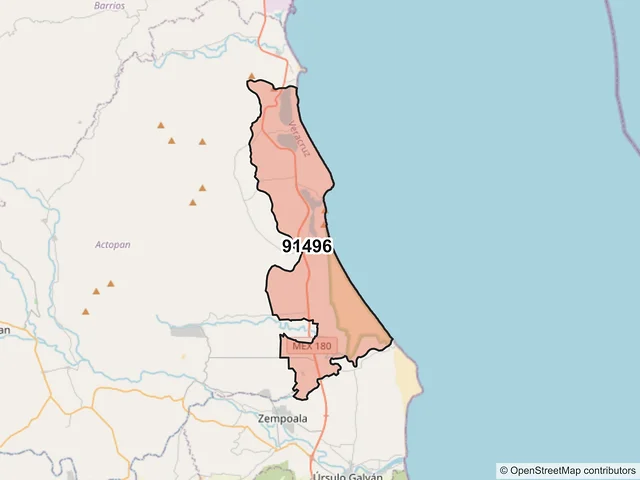Mapa del código postal 91496, Actopan, Veracruz de Ignacio de la Llave