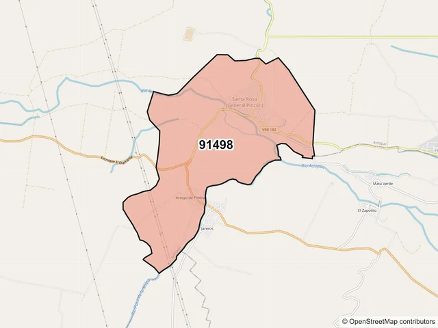 Mapa del código postal 91498, Actopan, Veracruz de Ignacio de la Llave