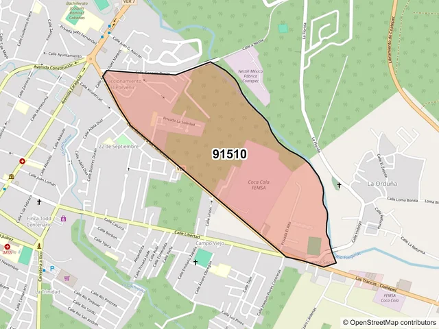 Mapa del código postal 91510, Coatepec, Veracruz de Ignacio de la Llave