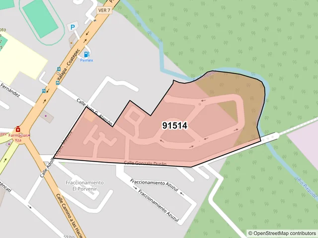 Mapa del código postal 91514, Coatepec, Veracruz de Ignacio de la Llave