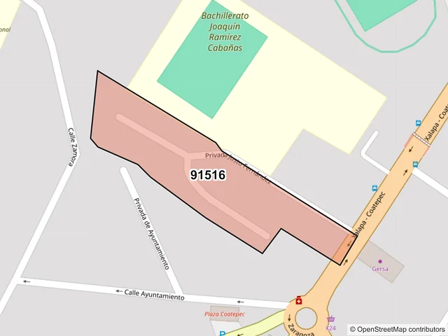 Mapa del código postal 91516, Coatepec, Veracruz de Ignacio de la Llave