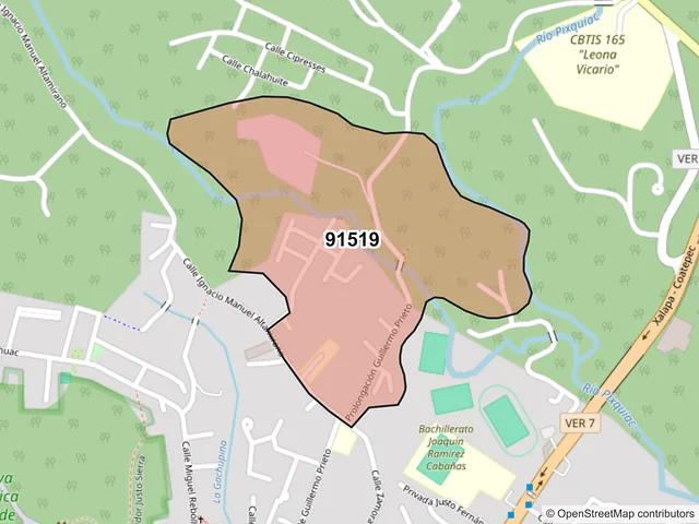 Mapa del código postal 91519, Coatepec, Veracruz de Ignacio de la Llave