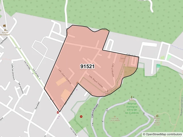 Mapa del código postal 91521, Coatepec, Veracruz de Ignacio de la Llave