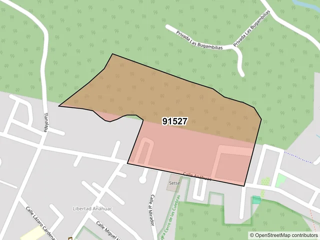 Mapa del código postal 91527, Coatepec, Veracruz de Ignacio de la Llave
