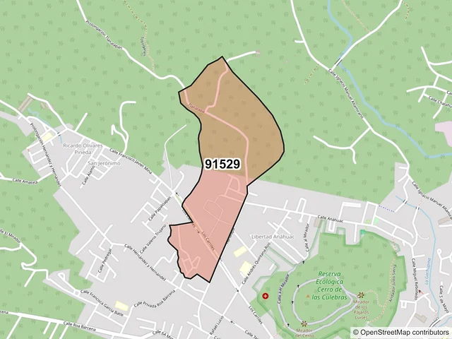 Mapa del código postal 91529, Coatepec, Veracruz de Ignacio de la Llave