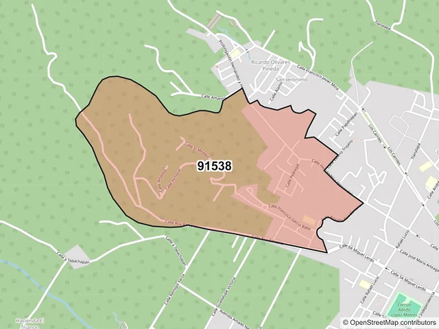 Mapa del código postal 91538, Coatepec, Veracruz de Ignacio de la Llave