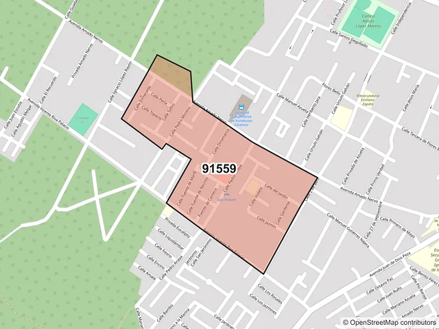 Mapa del código postal 91559, Coatepec, Veracruz de Ignacio de la Llave