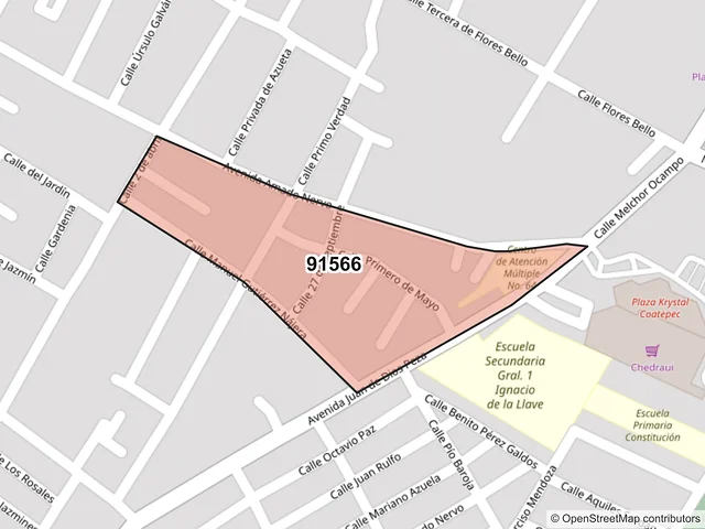 Mapa del código postal 91566, Coatepec, Veracruz de Ignacio de la Llave
