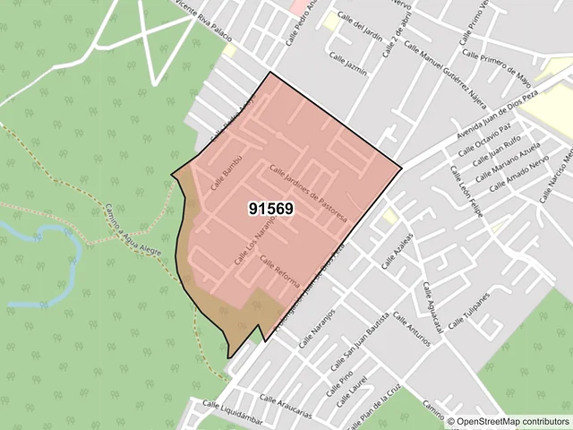 Mapa del código postal 91569, Coatepec, Veracruz de Ignacio de la Llave