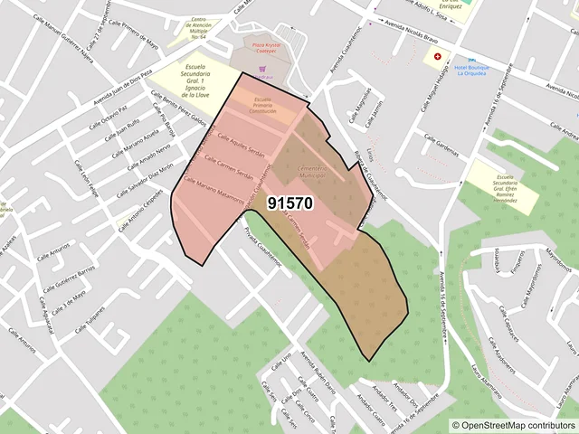 Mapa del código postal 91570, Coatepec, Veracruz de Ignacio de la Llave