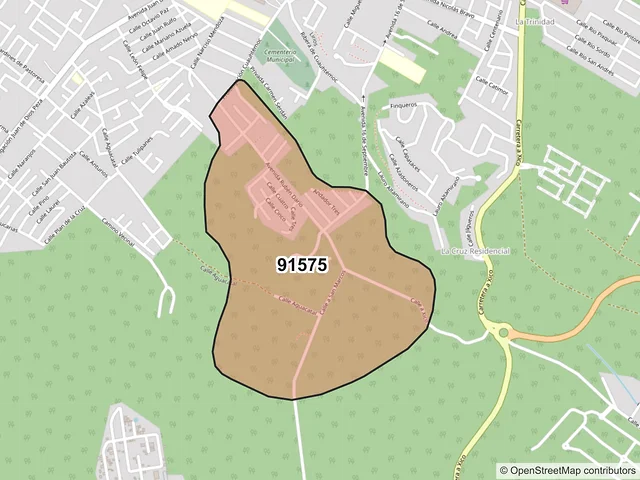 Mapa del código postal 91575, Coatepec, Veracruz de Ignacio de la Llave