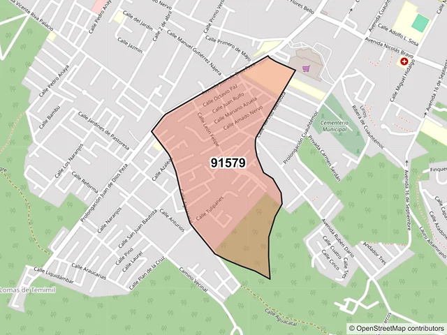 Mapa del código postal 91579, Coatepec, Veracruz de Ignacio de la Llave