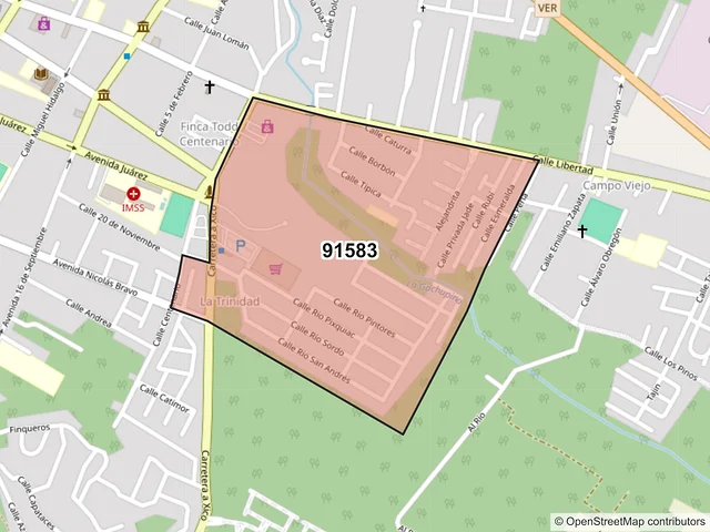 Mapa del código postal 91583, Coatepec, Veracruz de Ignacio de la Llave