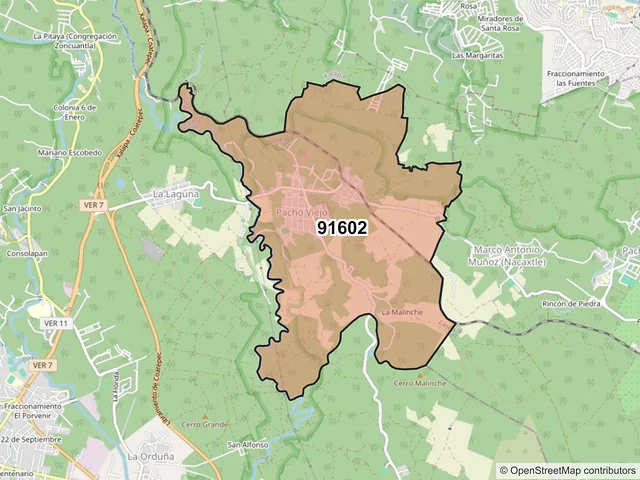 Mapa del código postal 91602, Coatepec, Veracruz de Ignacio de la Llave