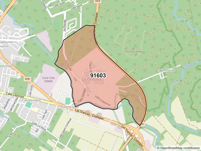 Mapa del código postal 91603, Coatepec, Veracruz de Ignacio de la Llave