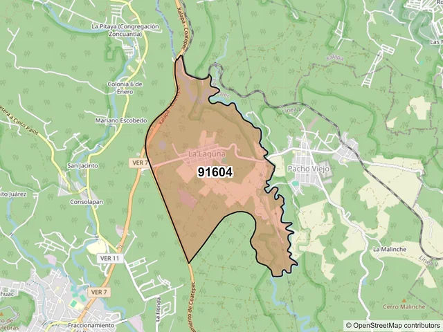Mapa del código postal 91604, Coatepec, Veracruz de Ignacio de la Llave
