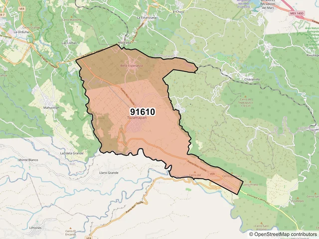 Mapa del código postal 91610, Coatepec, Veracruz de Ignacio de la Llave