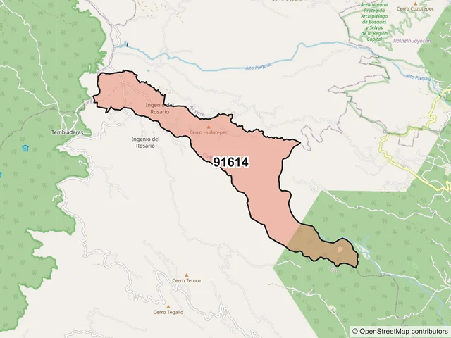 Mapa del código postal 91614, Coatepec, Veracruz de Ignacio de la Llave