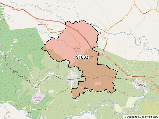 Mapa del código postal 91633, Emiliano Zapata, Veracruz de Ignacio de la Llave