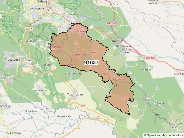 Mapa del código postal 91637, Emiliano Zapata, Veracruz de Ignacio de la Llave