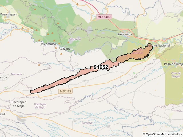Mapa del código postal 91652, Puente Nacional, Veracruz de Ignacio de la Llave