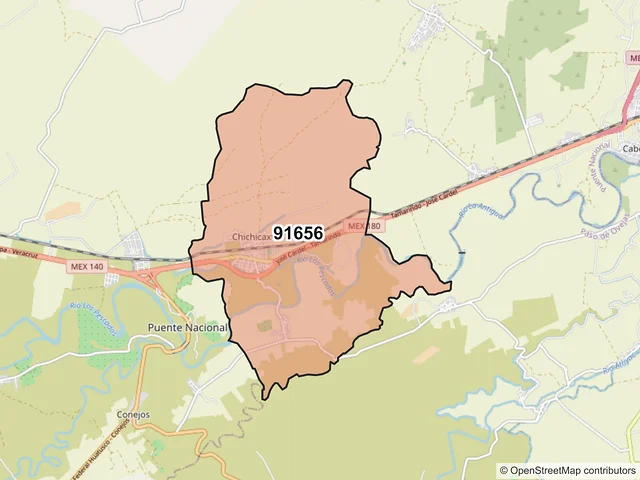 Mapa del código postal 91656, Puente Nacional, Veracruz de Ignacio de la Llave