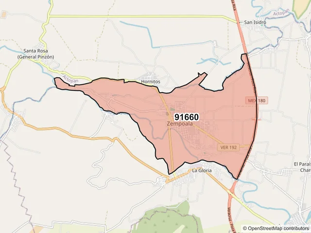 Mapa del código postal 91660, Ursulo Galván, Veracruz de Ignacio de la Llave