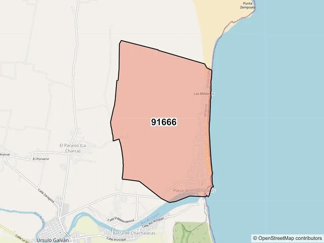 Mapa del código postal 91666, Ursulo Galván, Veracruz de Ignacio de la Llave