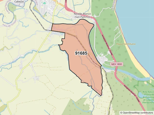 Mapa del código postal 91685, La Antigua, Veracruz de Ignacio de la Llave
