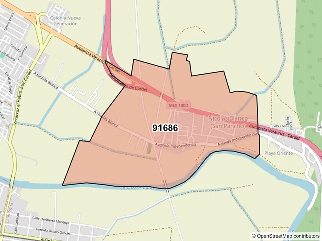 Mapa del código postal 91686, La Antigua, Veracruz de Ignacio de la Llave