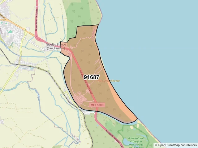 Mapa del código postal 91687, La Antigua, Veracruz de Ignacio de la Llave