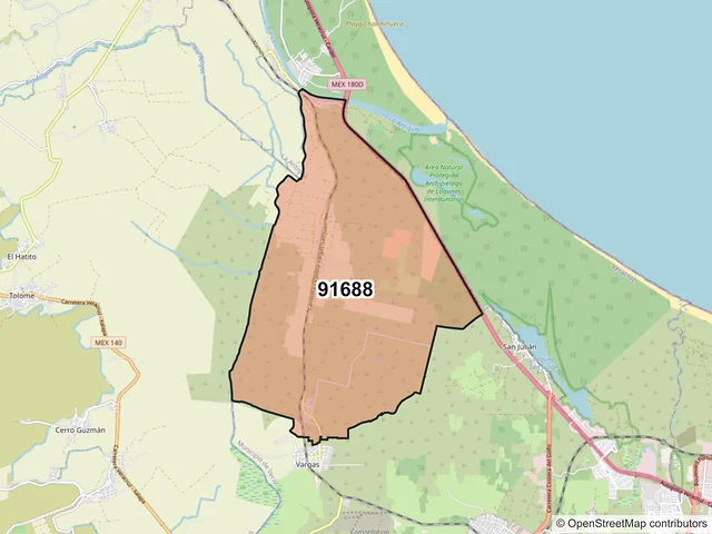 Mapa del código postal 91688, La Antigua, Veracruz de Ignacio de la Llave