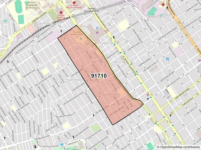Mapa del código postal 91710, Veracruz, Veracruz de Ignacio de la Llave