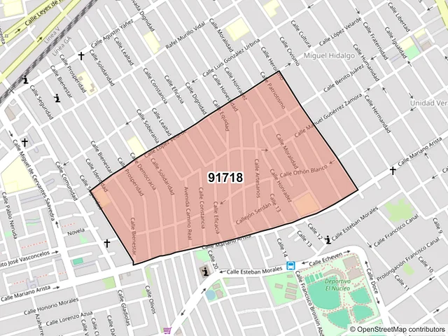 Mapa del código postal 91718, Veracruz, Veracruz de Ignacio de la Llave