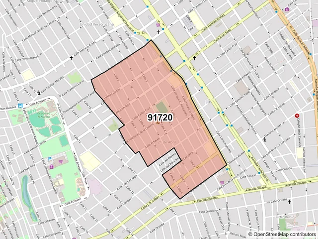 Mapa del código postal 91720, Veracruz, Veracruz de Ignacio de la Llave