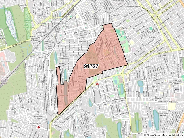 Mapa del código postal 91727, Veracruz, Veracruz de Ignacio de la Llave