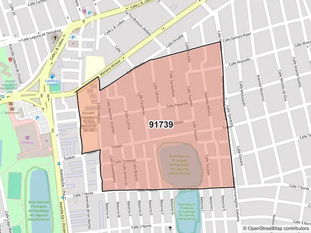 Mapa del código postal 91739, Veracruz, Veracruz de Ignacio de la Llave