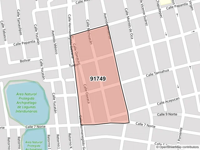 Mapa del código postal 91749, Veracruz, Veracruz de Ignacio de la Llave