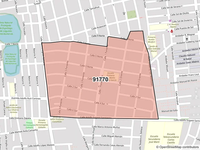 Mapa del código postal 91770, Veracruz, Veracruz de Ignacio de la Llave